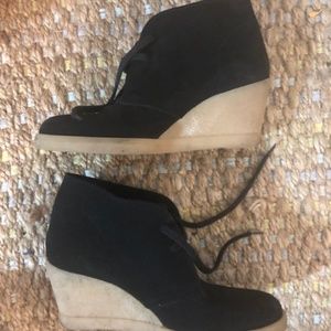 j.crew McAlister black suede wedge booties size 7